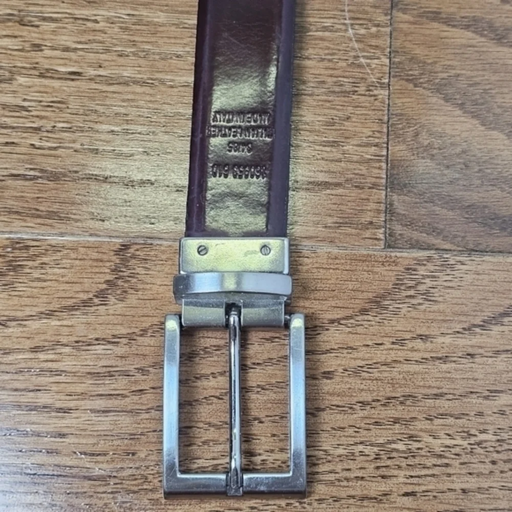 Reversible Burgundy To Black Silver‎ Buckle Italian Leather Made in Italy Belt